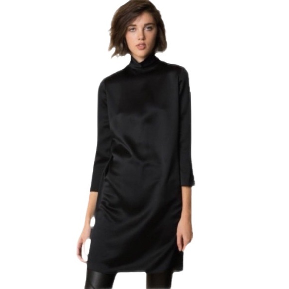 Vince Dresses & Skirts - NWT Vince Silk Black 3/4 Sleeve Mock Neck Dress Size M